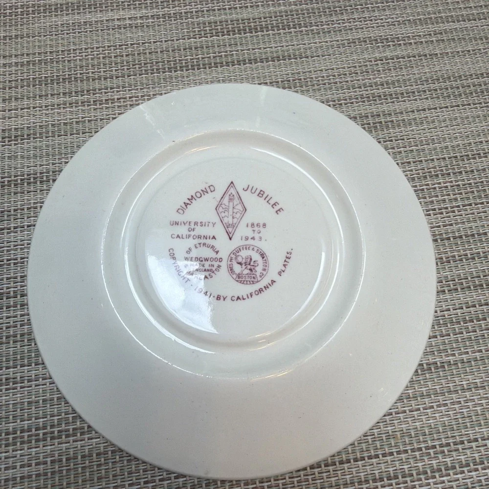 Vtg Wedgewood Cup & Saucer Cal UC Berkeley Diamond Jubilee MINT